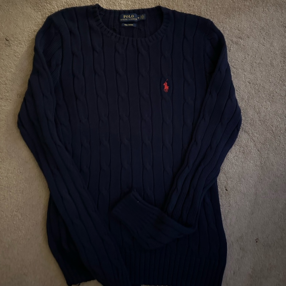Women’s Ralph Lauren Crewneck sweater NWOT size medium  navy blue with red logo
